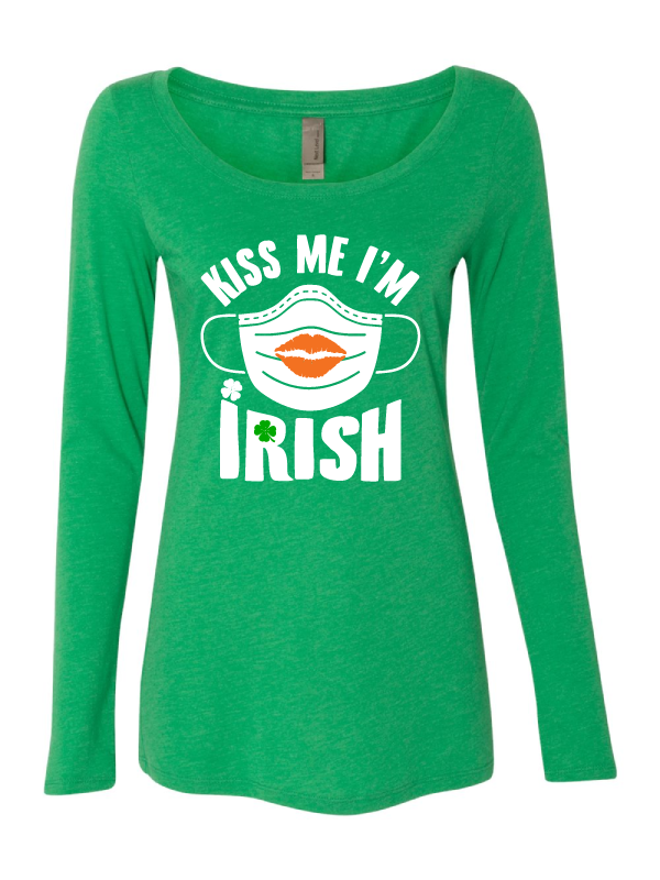Kiss Me I'm Irish Ladies Long Sleeve